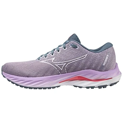 Image of Mizuno Unisex Wave Inspire 19 Road Running Shoe, Wisteria/White/Sun Kissed Coral, 5 UK