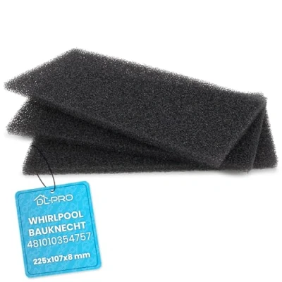 Image of DL pro 3 x Foam Filter 225 107 8 mm for Whirlpool Bauknecht 481010354757 Base Sponge on Heat Exchanger Tumble Dryer Washer