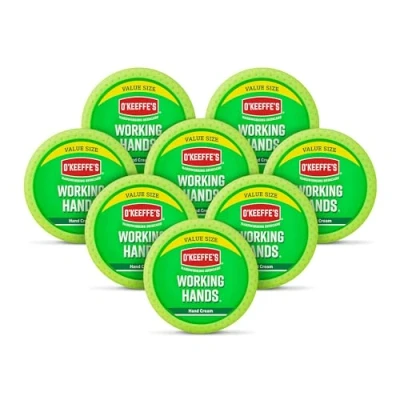 Image of O&#039;Keeffe&#039;s Working Hands Value Size Jar 193g (8 Pack) Hand Cream for Extremely Dry, Cracked Instantly Boosts Moisture Levels, Creates a Protective Layer &amp; Prevents Loss