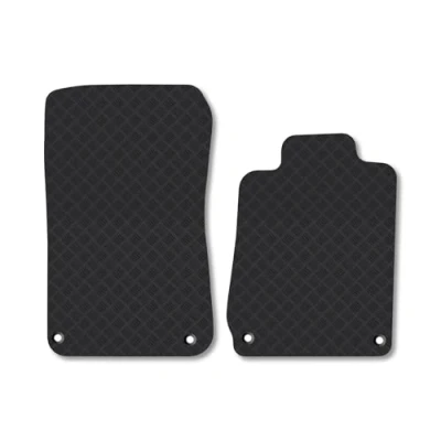 Image of Rubber Car Mats Compatible with Mercedes Slk (1996 2004) [R170] Tailored Fit Floor Set Accessory Black Custom 4 Pieces Clips Anti Slip Backing, Heavy Duty &amp; Waterproof