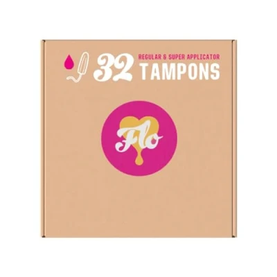 Image of FLO Organic Cotton Applicator Tampon Mega Regular &amp; Super Pack (32 tampons)