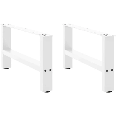 Image of vidaXL Steel Coffee Table Legs White Powder Coated, Adjustable Levelers, Square Design, 60x30 cm Living Room/Dining Room Furniture