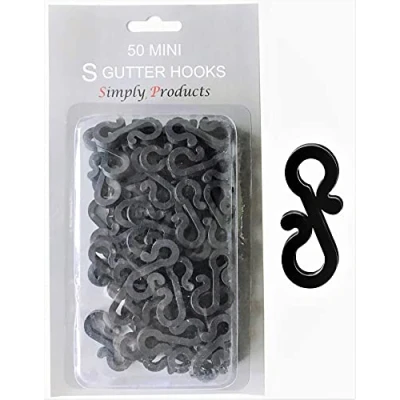 Image of Christmas S Mini Gutter Hooks Weatherproof Plastic for Hanging String Lights/Rope Lights Clips (Black Pack of 50)