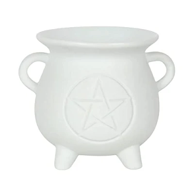 Image of White Pentagram Cauldron Oil Burner