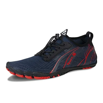 Image of Barefoot Shoes Mens Women Water Trail Running Beach Trainers for Gym Swim Snorkeling Surfing(Red Blue, 11UK)