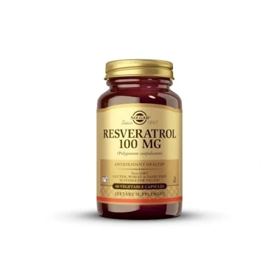 Image of Solgar Resveratrol 100 mg Vegetable Capsules Pack of 60 Heart Health Friendly For Daily Wellbeing Gluten, Vegan, Dairy Free