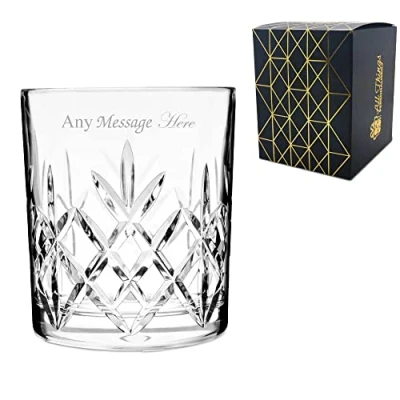 Image of Personalised Engraved 320ml Flamenco Crystalite Full Cut Whisky Tumbler Gift Box Wedding Birthday Christmas