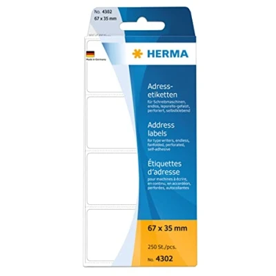 Image of Herma 67 x 37 mm Paper Matt Address Labels White (Pack of 250)