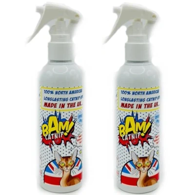 Image of WUNDAPETS 2 PACK BAM! CATNIP SPRAY CAT KITTEN TOYS PLAY POTENT LONG LASTING UK MADE 150ML