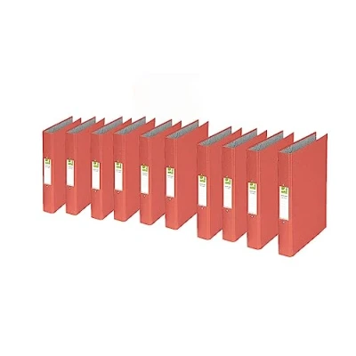Image of Q Connect KF20036 2 Ring Binder A4 25mm Paper Backed Red (Pack of 10)