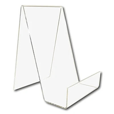 Image of EPOSGEAR 5 Pack Medium Plastic Acrylic Perspex Book Plate Tablet Retail Display Stand Holder Perfect for Schools, Nurseries, Libraries etc (Clear)