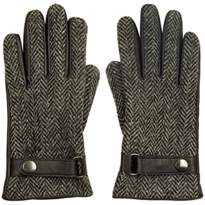 Image of Boardman Harris Tweed Wool Gloves in Black, size: Large