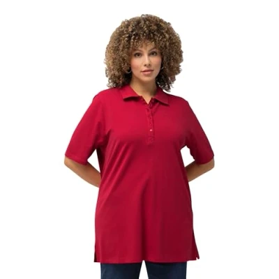 Image of Ulla Popken Women&#039;s PoloPiquee Longsleeve T Shirt, Red (Rot 57), 62 64