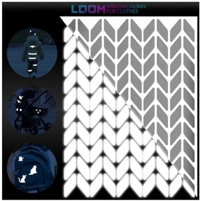 Image of Iron On Reflective Stickers for Clothing Reflectorized Decals Customizing, Decorating &amp; Nighttime Safety Tape Waterproof Durable Sticker Kit
