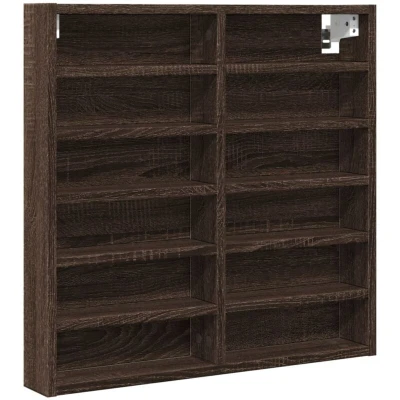 Image of vidaXL Vitrine Cabinet Brown Oak 60x8.5x58 cm Engineered Wood