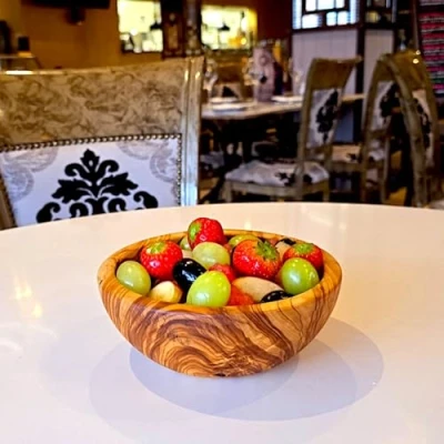 Image of Olive Wood Small Handcrafted Wooden Bowl for Dips Snacks Salad