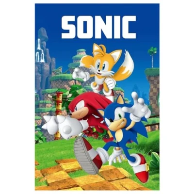 Image of Jerry Fabrics Sonic The Hedgehog Fleece Blanket Bedspread Knuckels Miles Prower Video Game 100 x 150 cm 100% Polyester