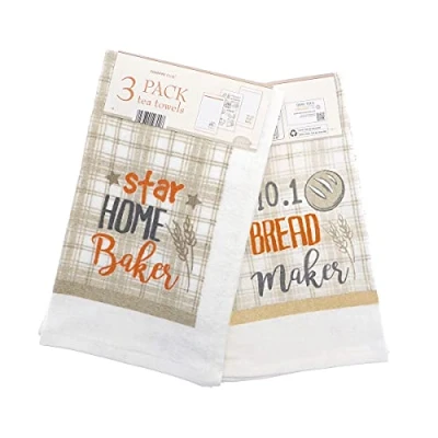 Image of Tea Towels Country Club 3 Pack, Home Star Baker 100% Cotton, Various, One Size