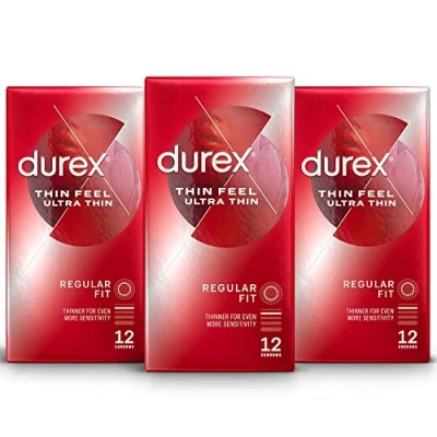 Image of Durex Thin Feel Ultra Condoms, 36 12 each, Regular Fit, With Silicone Lube