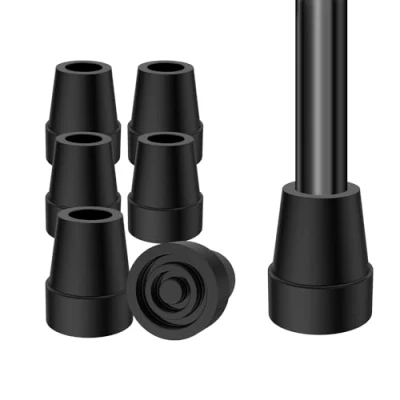 Image of supregear Cane Tips (6 Pack), Non Slip 22 mm Heavy Duty Rubber Replacement Tip for Walking Crutch Sticks Stable Foot Pad Folding Accessory, Black