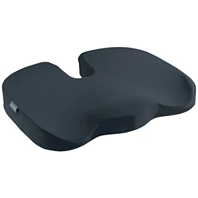 Image of Leitz Seat Cushion, Padded Support For Home Or Office Chair, Relieves Spinal Pressure, Reduces Neck &amp; Back Pain, Fabric Cover With Inner Foam Material, Ergo Cosy Range, Velvet Grey, 52840089