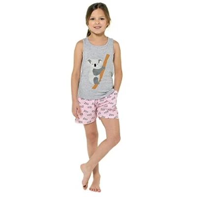 Image of undercover lingerie Girls Koala Short Pyjamas LN020 Grey/Pink 13 Years