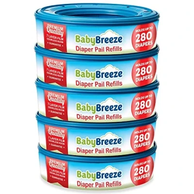 Image of BabyBreeze Diaper Pail Refill Bags for Playtex Genie 1400 Count (5 Pack)