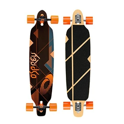Image of Osprey Twin Tip Longboard, 39inch Complete Skateboard, 7 Ply Canadian Maple, For Kids Adults and Beginners, Nexus, Multiple Colours