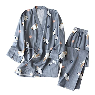Image of OWLONLINE Pure Cotton Womens Japanese kimono Pajamas Suit Size L A31