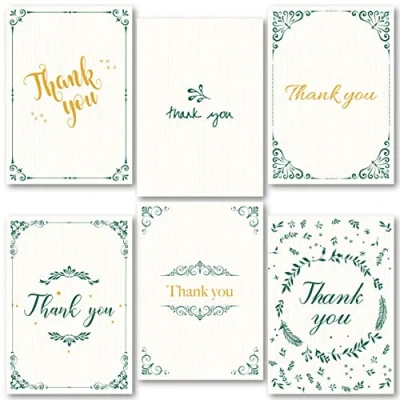 Image of Thank You Cards Multipack of 48. Each Greeting Pack includes 6 Vintage designs. 105 x 148mm. Blank Inside. Envelopes included. Made in UK.