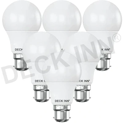 Image of DECK INN Pack of 2 BC B22 LED GLS Light Bulbs,60W Incandescent Bulb Equivalent, 9W, 850lm, Daylight 6000K, A60 Bayonet Cap Bulbs [Energy Class A+]