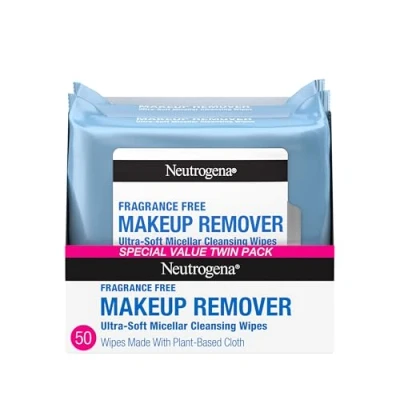 Image of Neutrogena Cleansing Fragrance Free Makeup Remover Facial Wipes, 25 Count, 2 Packs