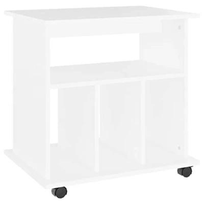 Image of vidaXL Rolling Cabinet White Engineered Wood Drawer Office Storage/Printer Stand with Lockable Castors 60x45x60cm