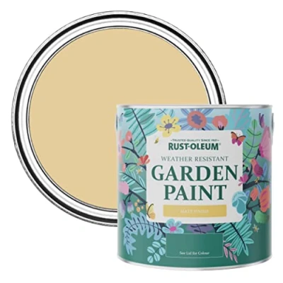 Image of Rust Oleum Yellow Mould Resistant Garden Paint In Matt Finish Sandstorm 2.5L