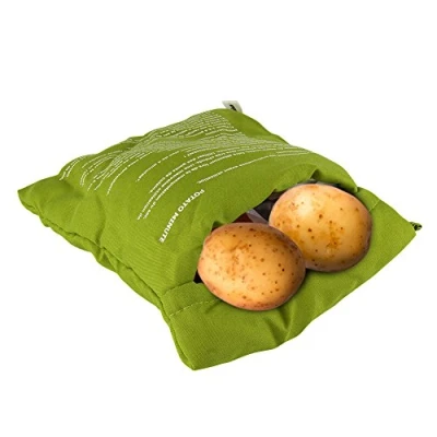 Image of ele Multifunction Microwave Bag Oven Cooking Potato Tortillas maiskool Pressing Baking Tool, Cooker 4 Minutes Fast Reusable Washable (Pack of 1, Green)