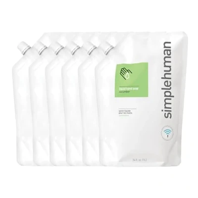 Image of simplehuman Moisturising 1 Litre Liquid Hand Soap 6 refill Pouches (Cucumber, pouches)