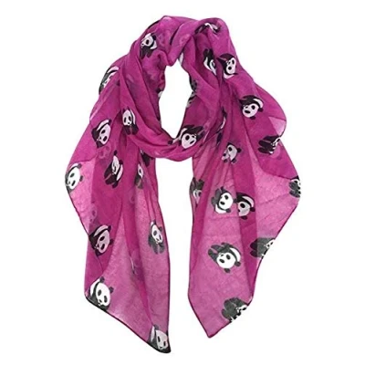 Image of London Scarfs Ladies Women s Panda Print Scarf Wraps Shawl Soft Scarves (Hot Pink)