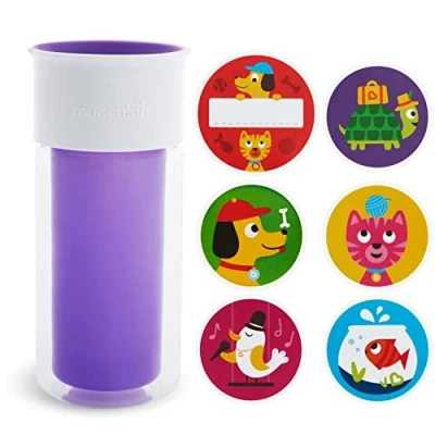 Image of Munchkin® Miracle® 360 Insulated Sippy Cup, Includes Stickers to Customize 9 Ounce, Purple