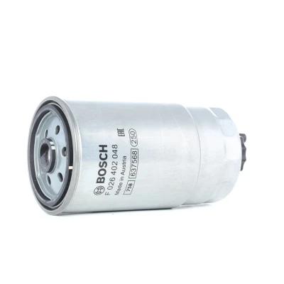 Image of 0077362339, 60682159, 60690286, 71771753, 77362338 Fuel Filter BOSCH F 026 402 048 Spin on ALFA ROMEO: 147, 156 Sportwagon, 166