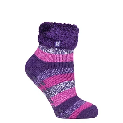 Image of HEAT HOLDERS Ladies Thermal Warm Lounge Slipper/Gripper Socks UK 4 8, EUR 37 42 Great for Bed (Josephine Lily, 42)…