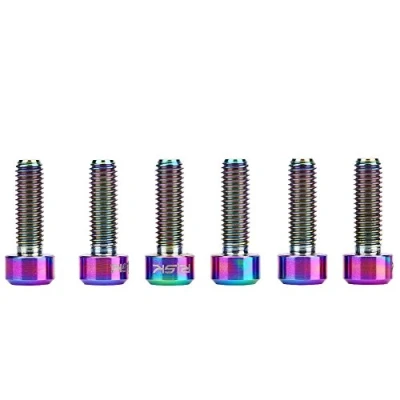 Image of M6 Oil Slick Bolts, Bicycle Titanium 6Pcs M5 x 16Mm Screw Ti Alloy Fixed bolts For Mtb Road mountain bike Tapered Bolts(Multi Color) 2 tone