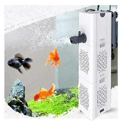 Image of Quiet Fish Tank Filter 4 in 1 Internal Aquarium Filter,500L/H Submersible Water Pump Oxygen Aeration Wave Maker Change for Betta, Turtle, Pond Fish, Garden (6W 500L/H)