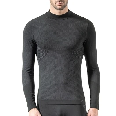 Image of Risalti Thermal Top for Men Turtleneck Energy Mens Breathable Microfibre, Men&#039;s Tops Technical, Underwear Seamless, Base Layer Made in Italy