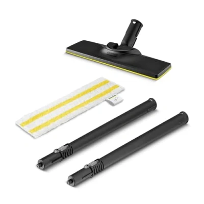 Image of Kärcher Floor Nozzle Set + Easyfix Microfibre Cloth Extension Tubes for SC 1 Steam Cleaners Floors, Suitable All Types of Surfaces, Machine Washable