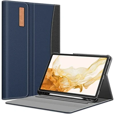 Image of Fintie Case for Samsung Galaxy Tab S8 Plus 2022/S7 FE 2021/S7 2020 12.4 Inch, Multi Angle Viewing Folio Protective with S Pen Holder, Document Slots, Car Sleep/Wake, Navy Blue