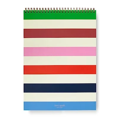 Image of Kate Spade New York Large College Ruled Notebook, Top Spiral Notebook with 160 Pages, 11.75&quot; x 8.5&quot; Writing Pad, Adventure Stripe