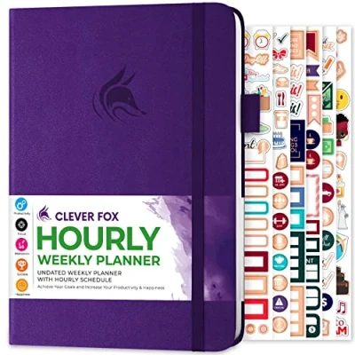 Image of Clever Fox Planner Schedule Undated Weekly &amp; Monthly Life with Time Slots, Appointment Book Daily Organizer, A5 (Purple)