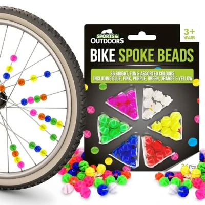 Image of SOL 36 Pcs Bike Spoke Beads Multicoloured Bicycle Spokey Dokeys Plastic Clip Wheel Spokes Decorations Accessories for Kids Girls and Boys
