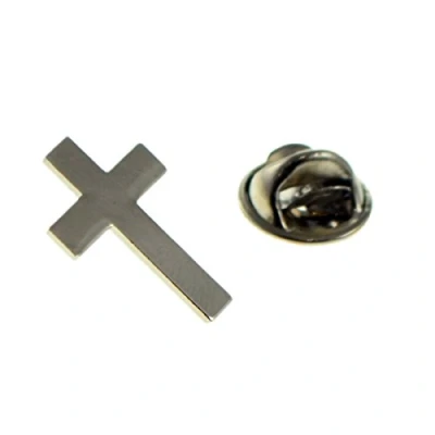 Image of Religious Cross Lapel Pin Badge Silver 15 x 20mm