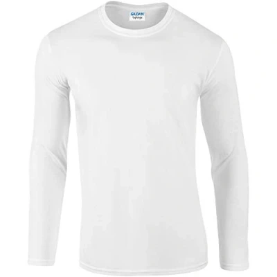 Image of Gildan Men&#039;s Soft Style L/Sleeve T Shirt, White, XX Large